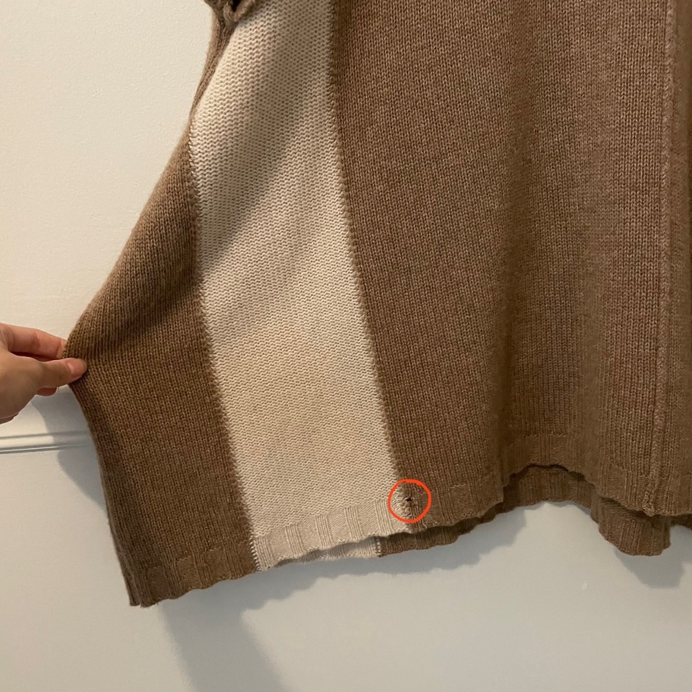 James Perse 100% Cashmere Poncho Sweater Tan Size S Oversized Quiet Luxury READ - Picture 5 of 10